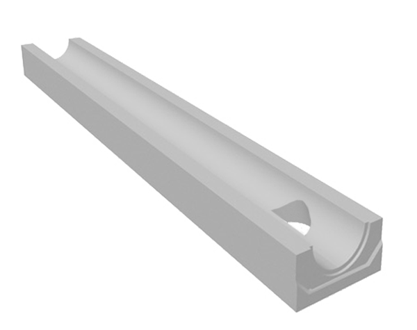 Мелкосидящий бетонный водоотводный (дренажный) лоток Plus 100 с выпуском